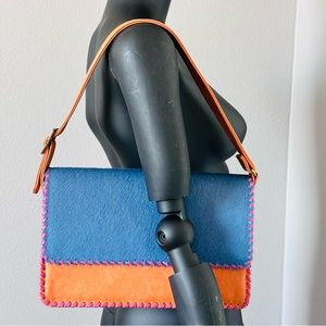 Leather Harako Shoulder Bag colorful Mid